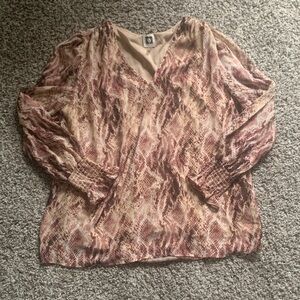 Anne Klein Multicolor Snake Print Blouse Business Casual Office Wear Shirt